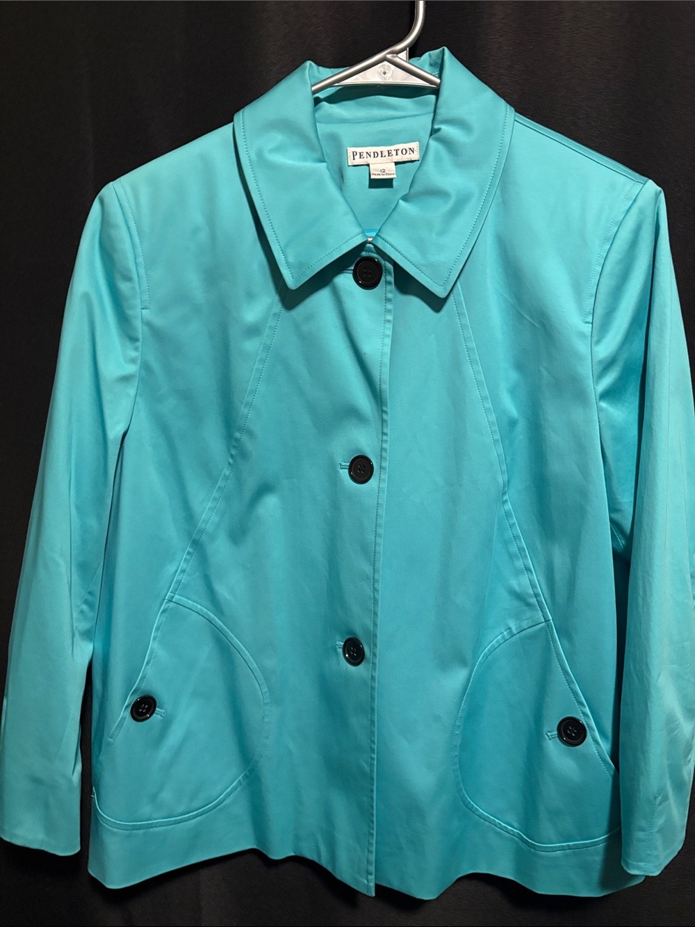 Pendleton Turquoise-Blue Single-Breasted Trench Coat